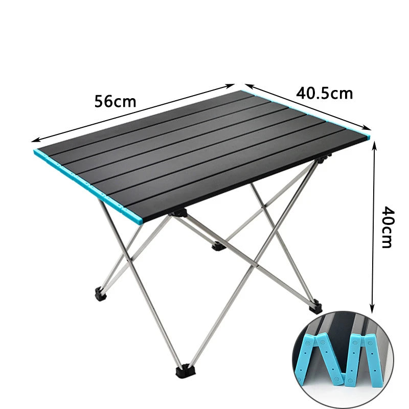 Camping Table Folding Portable Aluminum Outdoor Table 56cm Lightweight Picnic Desk - Large