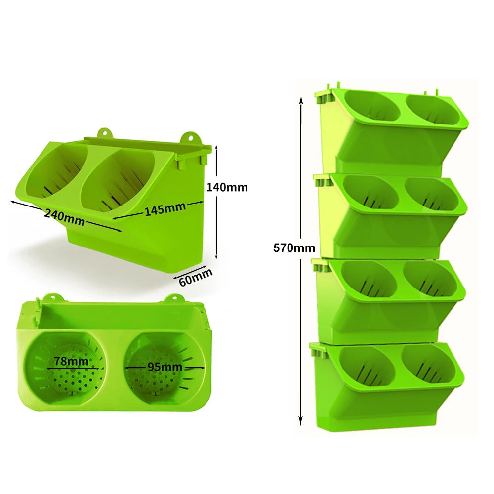 4 pcs Stackable Self Watering Wall Planter Flower Pots - Green