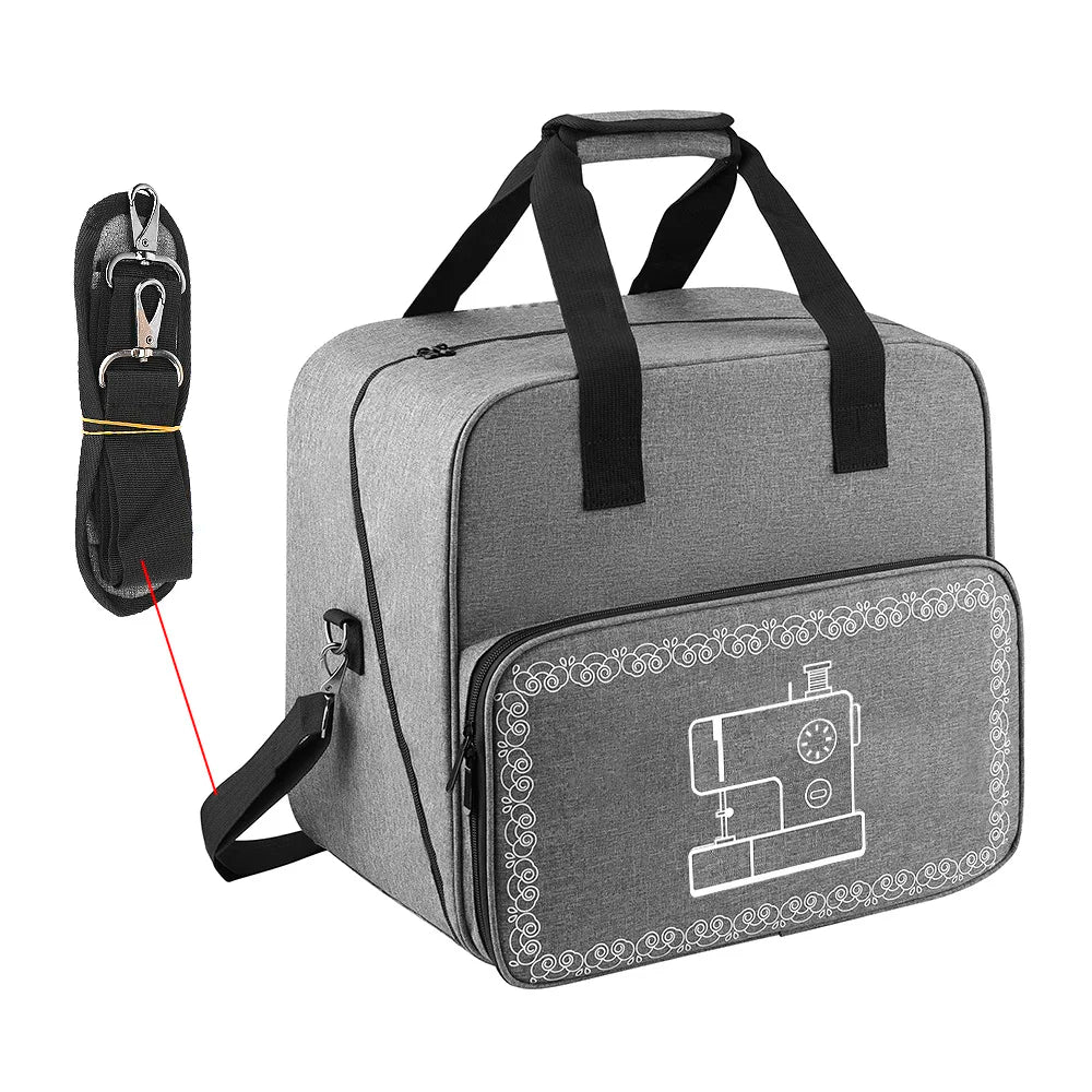 Portable Heavy Duty Sewing Machine Storage Bag Large Capacity Oxford Carry Tote Organizer - Grey