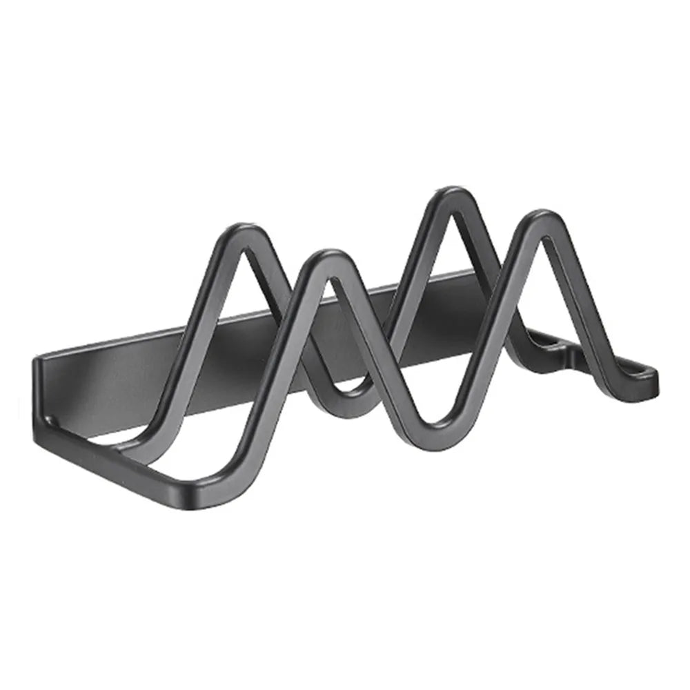 Wall Mounted Pot Lid Holder Kitchen Organizer Rack Double Slot Cutting Board Storage Rack No Drill – Black