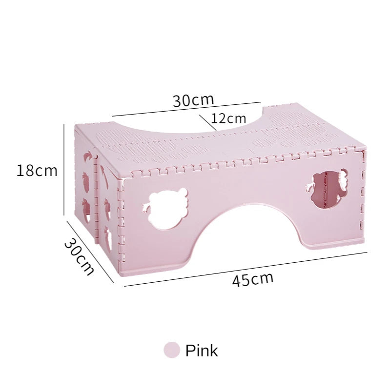 Foldable Toilet Squat Stool 7 Inch Non Slip Bathroom Foot Stool Portable Step Stool – Pink