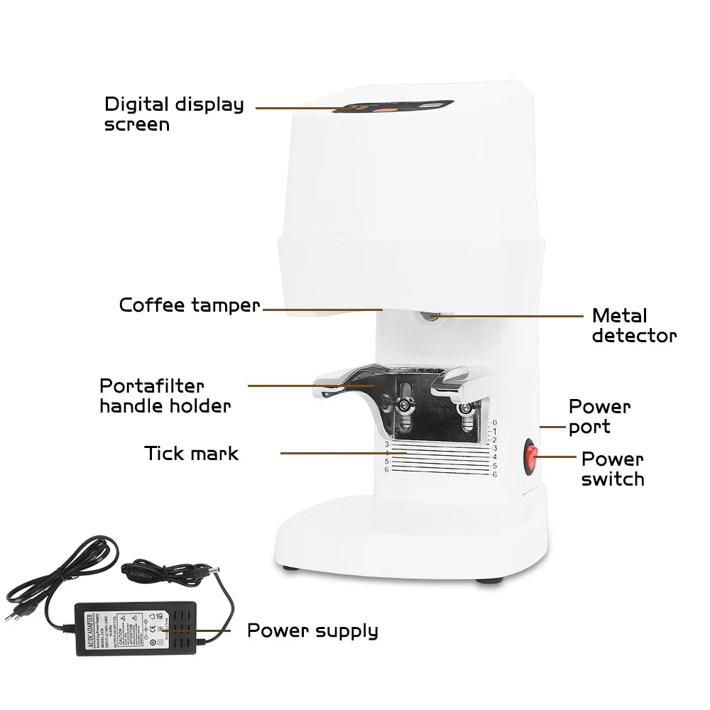 Coffee Tamper 58mm Automatic Electric Espresso Tamper Adjustable Pressure Stainless Steel – Black