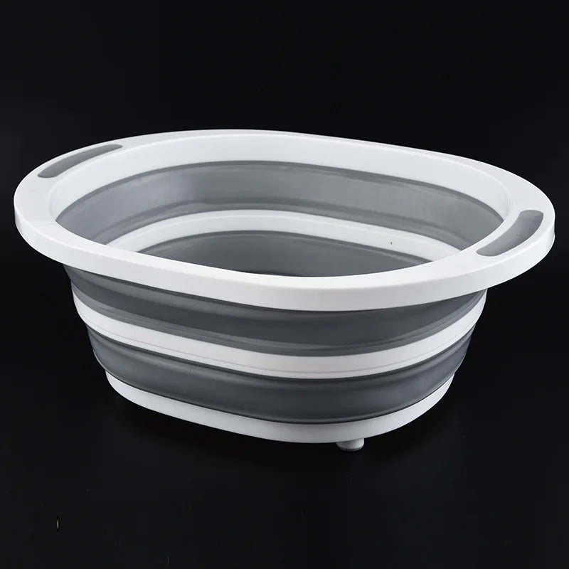 Collapsible Silicone Wash Basin Portable Folding Wash Tub for Kitchen, Laundry & Travel – Grey