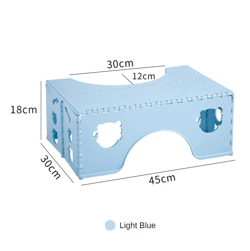 Foldable Toilet Squat Stool 7 Inch Non Slip Bathroom Foot Stool Portable Step Stool – Blue