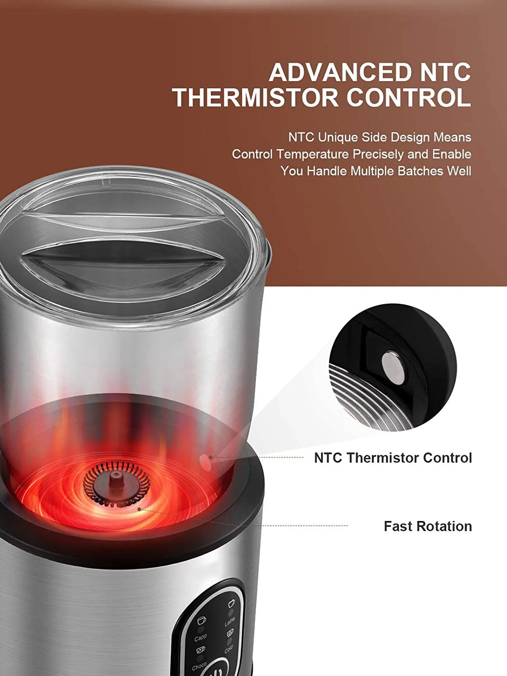 4-in-1 Electric Milk Frother with Hot and Cold Foam and Stainless Steel Pitcher