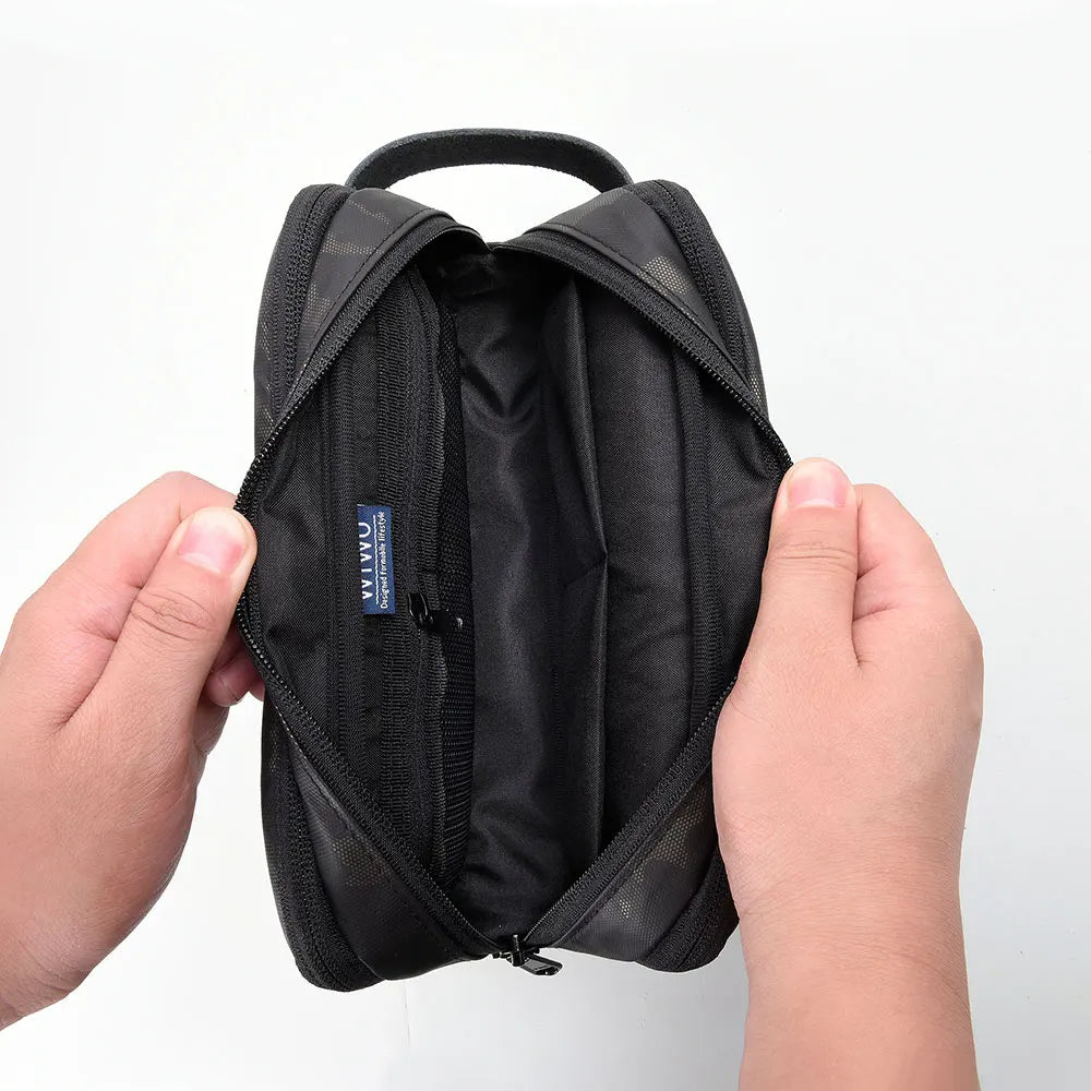 Electronics Organiser Bag Travel Cable and Charger Pouch with Handle - Black