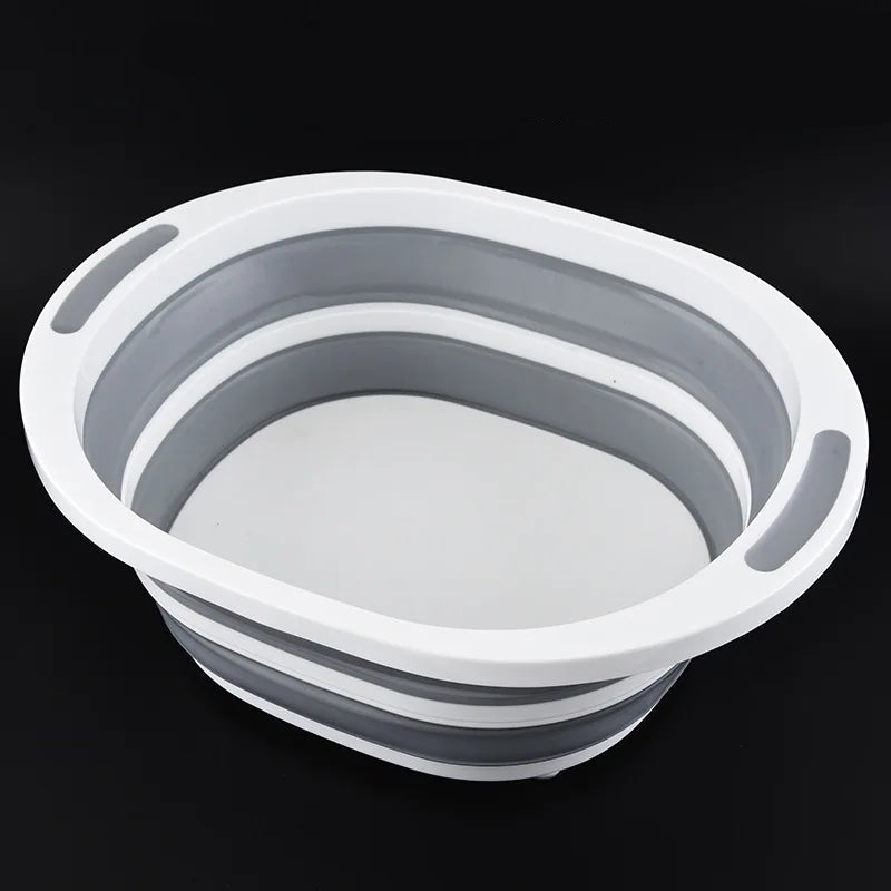 Collapsible Silicone Wash Basin Portable Folding Wash Tub for Kitchen, Laundry & Travel – Grey