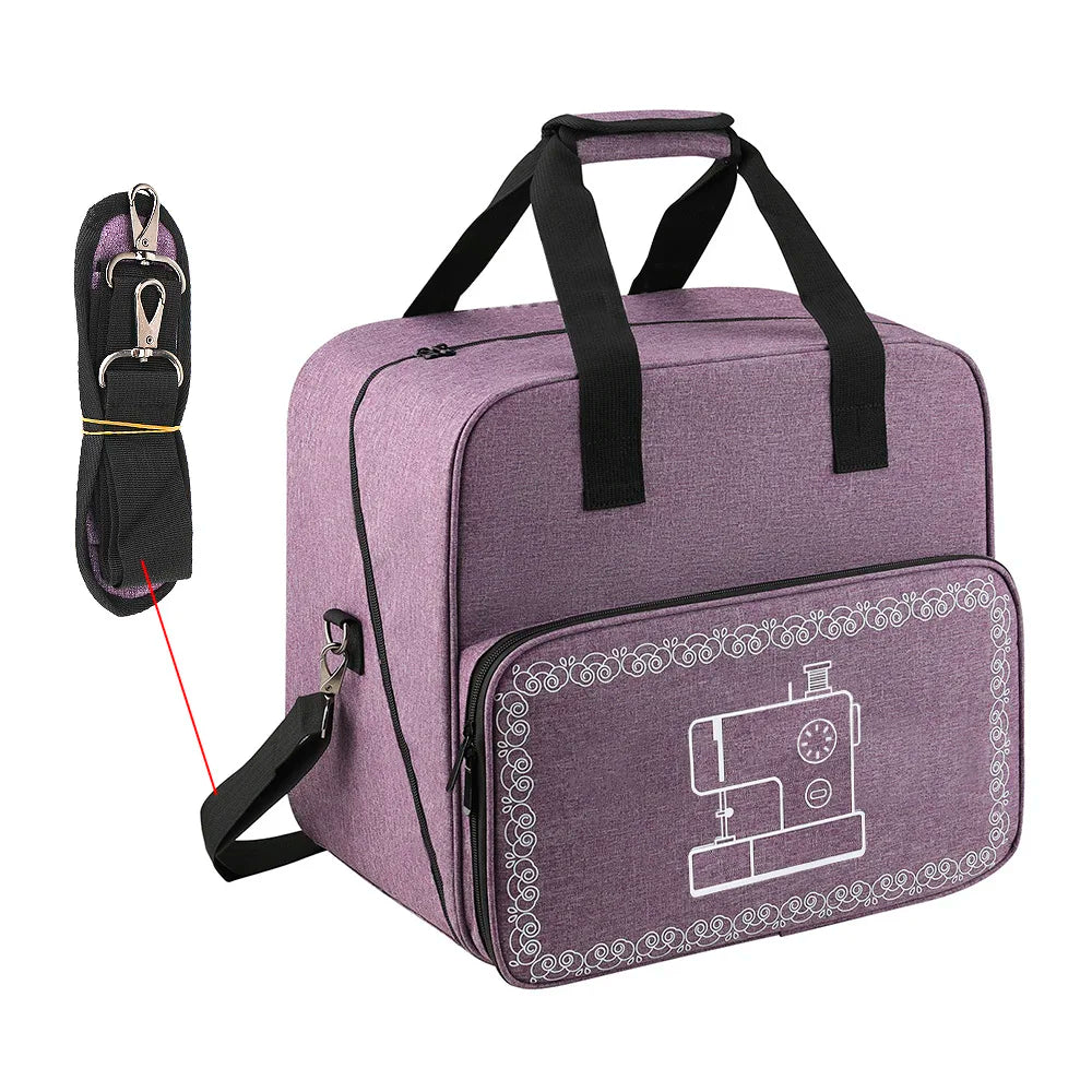 Portable Heavy Duty Sewing Machine Storage Bag Large Capacity Oxford Carry Tote Organizer - Purple