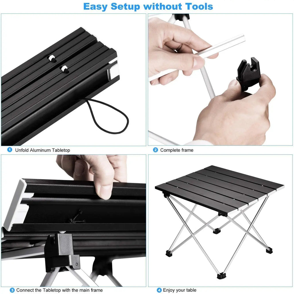 Camping Table Folding Portable Aluminum Outdoor Table 41cm Lightweight Picnic Desk - Medium