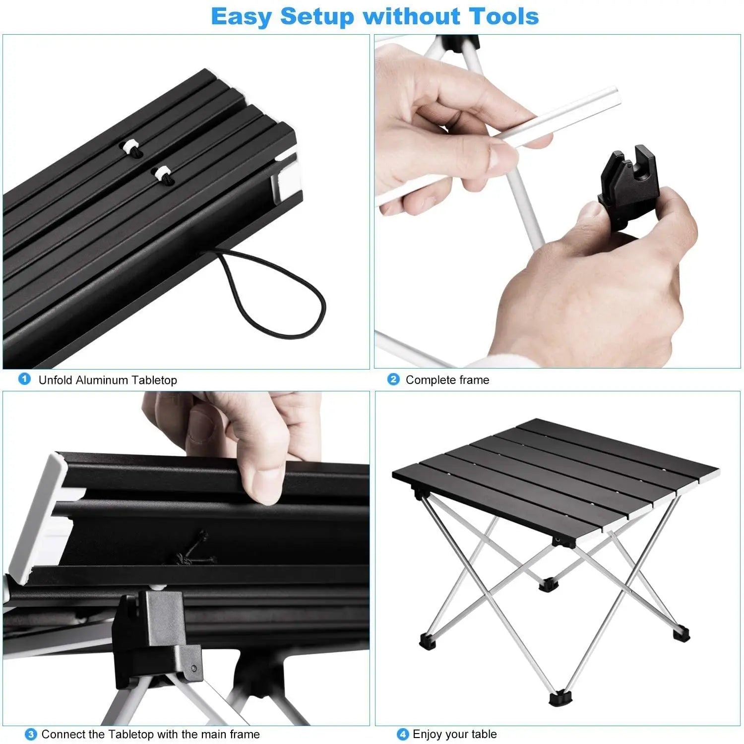 Camping Table Folding Portable Aluminum Outdoor Table 41cm Lightweight Picnic Desk - Medium
