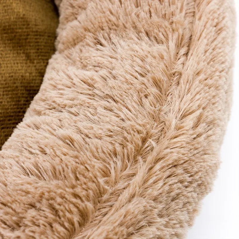 Dog Bed 66x60cm Paw Shape Plush Pet Sofa with Removable Washable Cover Soft Warm - Coffee