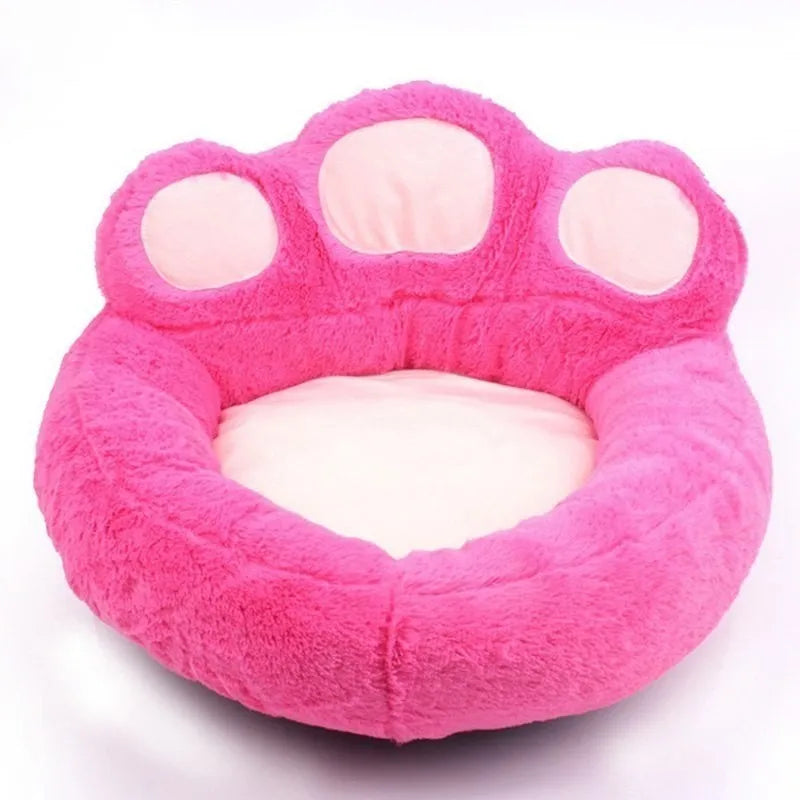 Dog Bed 66x60cm Paw Shape Plush Pet Sofa with Removable Washable Cover Soft Warm - Pink