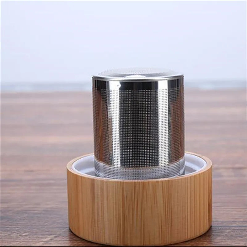 Glass Water Bottle 400mL Double Wall Tea Infuser Travel Tumbler with Bamboo Lid