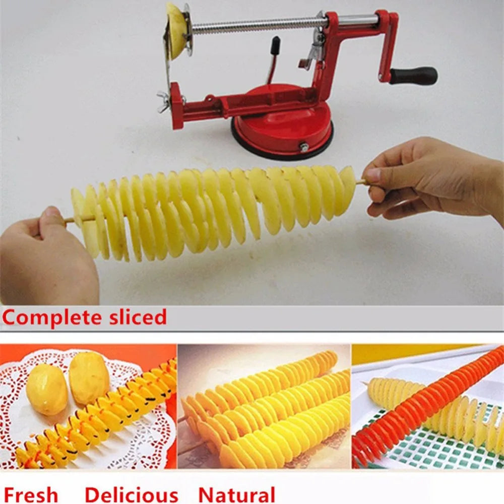 Manual Spiral Vegetable Slicer Hand Crank Potato Spiral Cutter Stainless Steel Fruit and Vegetable Slicing Machine