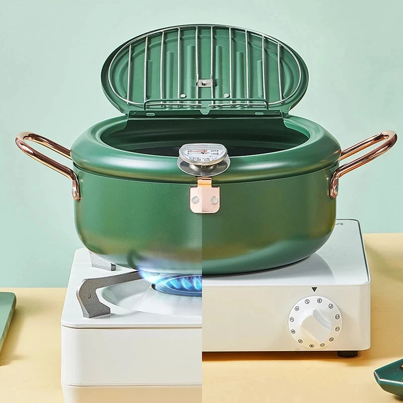 20CM 304 Stainless Steel Deep Frying Pot – Temperature Control Fryer – Gas & Induction Compatible