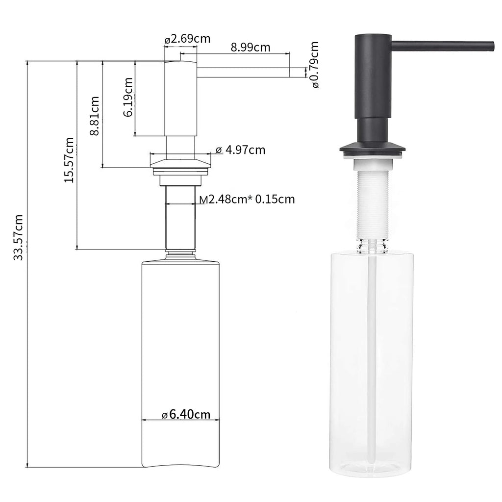 Chrome Built-In Kitchen Sink Soap Dispenser with 500ml Bottle Brass Pump Liquid Soap Dispenser Kit