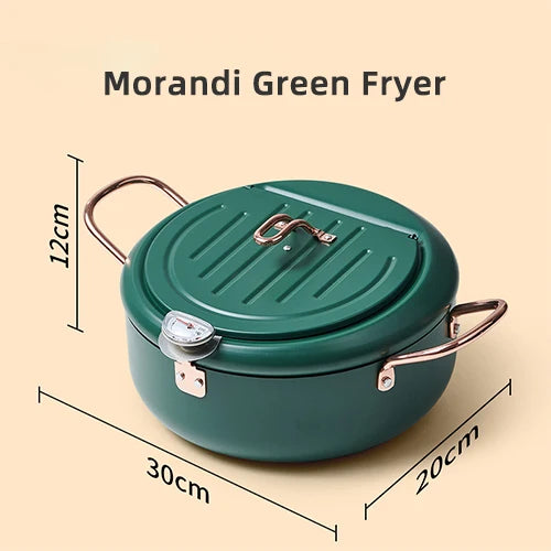 20CM 304 Stainless Steel Deep Frying Pot – Temperature Control Fryer – Gas & Induction Compatible