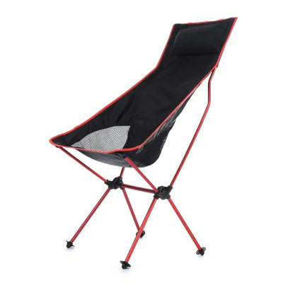 Camping Folding Chair Portable Ultralight Aluminum Outdoor Seat Oxford Cloth - Red