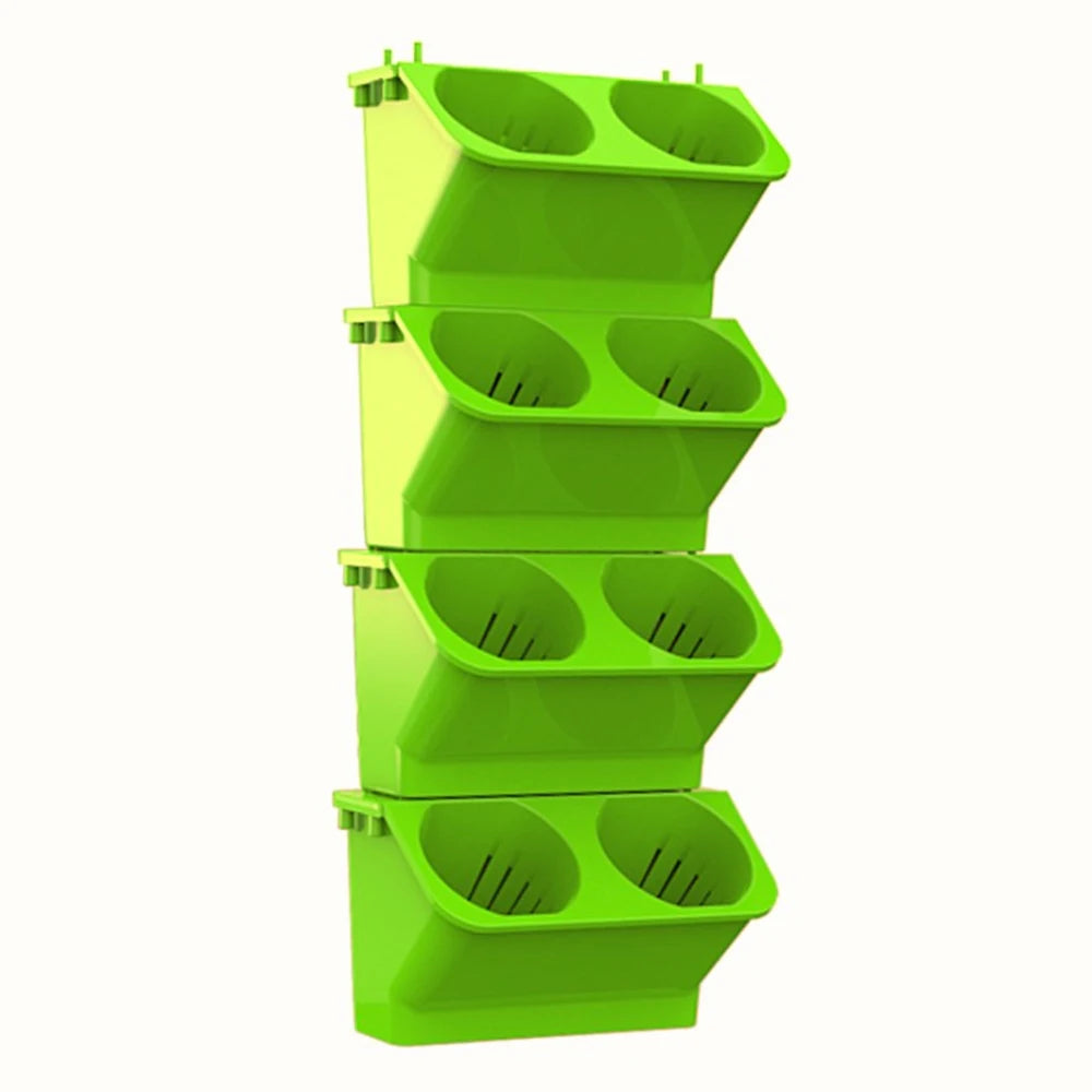4 pcs Stackable Self Watering Wall Planter Flower Pots - Light Green