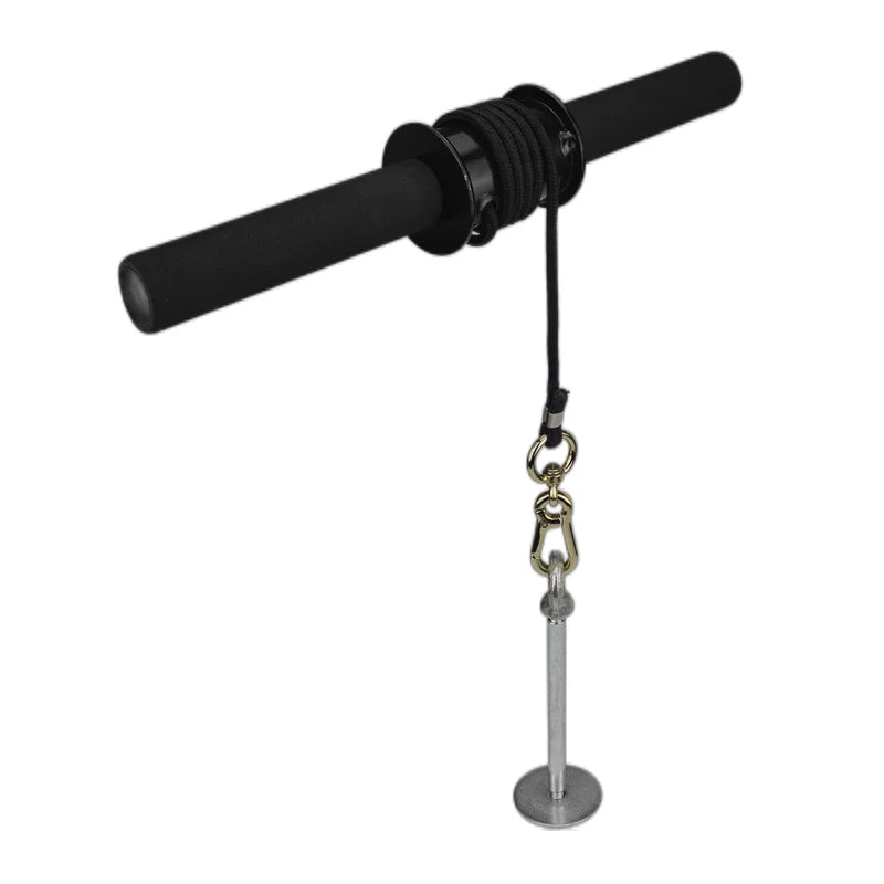 Forearm Trainer Wrist Roller Strength Exerciser with Rope Grip Power Stick - Black