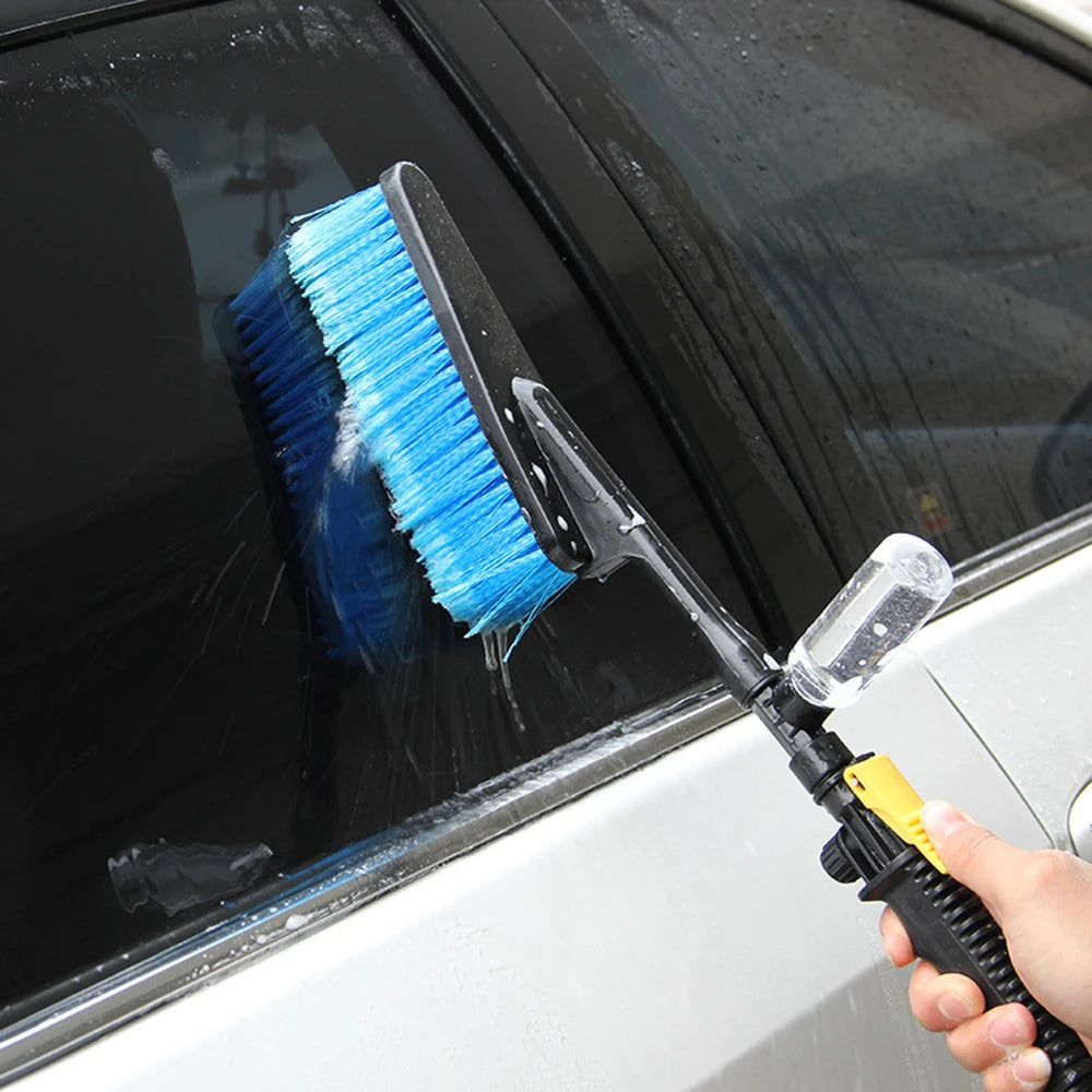 Car Wash Brush 37cm Long Handle Water Flow Switch Foam Bottle Cleaning Tool
