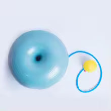 Donut Yoga Ball PVC Inflatable Balance Trainer 50cm with Pump for Core Stability Training - Blue
