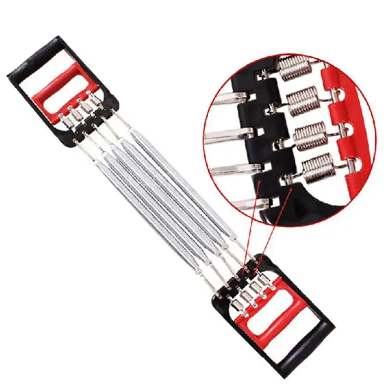 Chest Expander Resistance Trainer 5 Spring Adjustable Hand Gripper Pull Exerciser - Black & Red