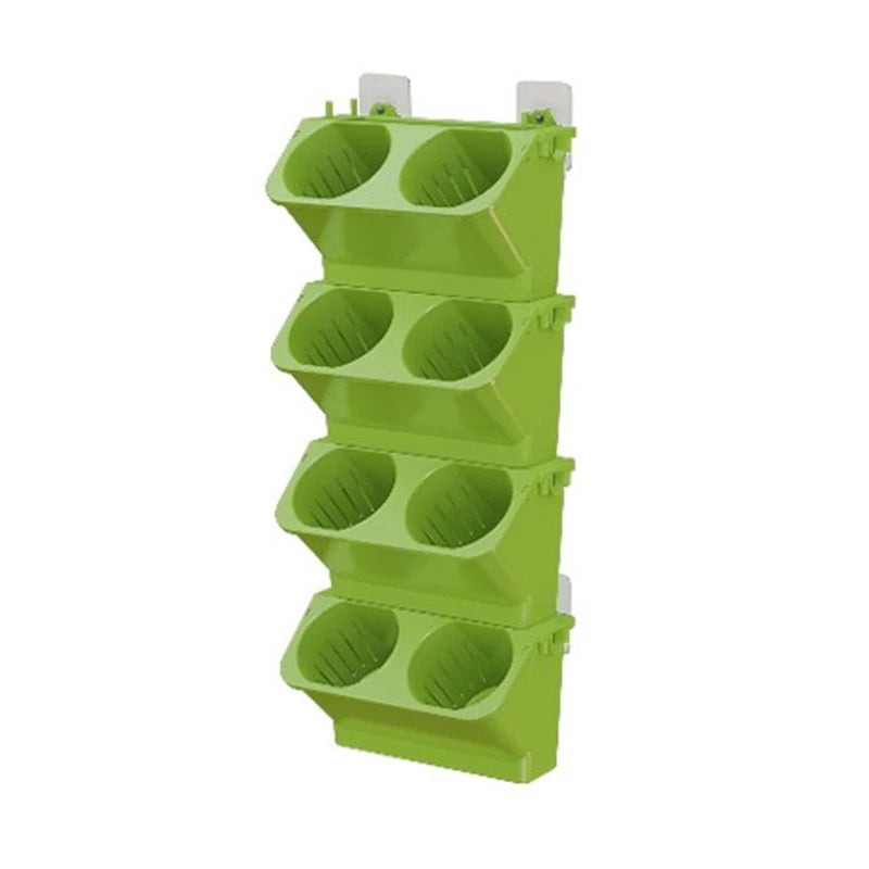 4 pcs Stackable Self Watering Wall Planter Flower Pots - Light Green