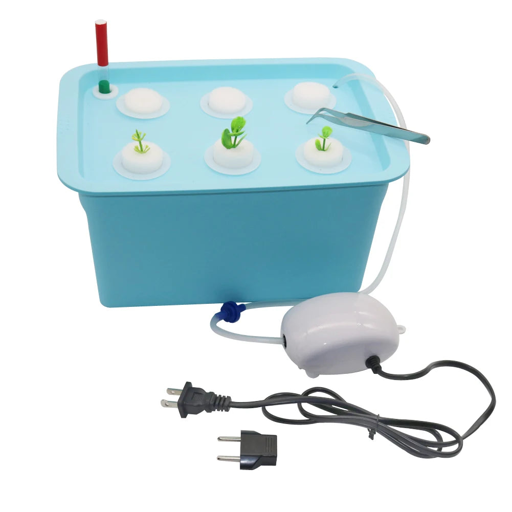 6 Hole Hydroponic Growing System Kit with Air Pump Deep Water Culture Indoor Garden Starter Kit 220V – Pink