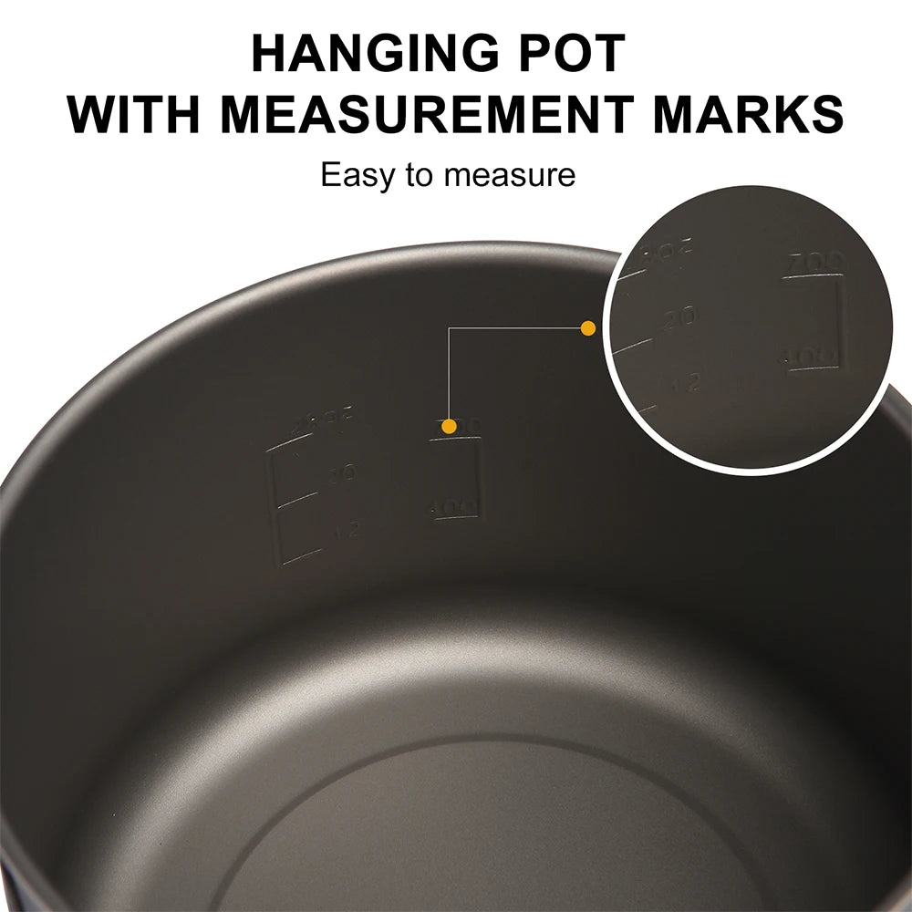 Camping Pot Titanium Cookware Portable Outdoor Cooking Pot Hiking Picnic Use - 1300ml