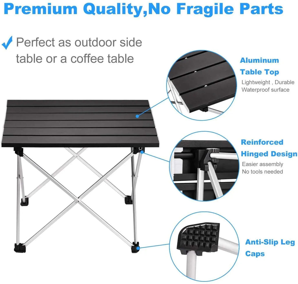 Camping Table Folding Portable Aluminum Outdoor Table 56cm Lightweight Picnic Desk - Large
