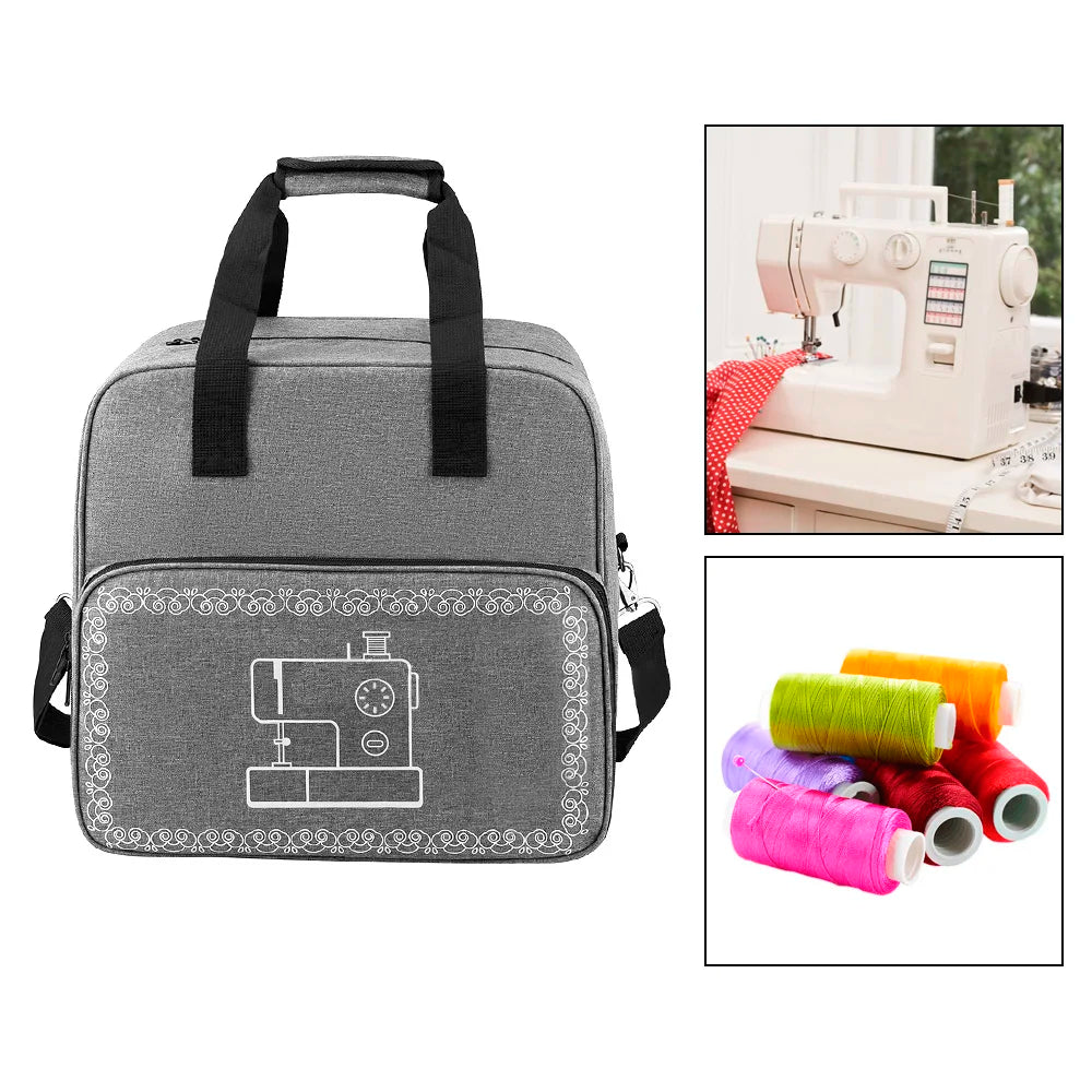Portable Heavy Duty Sewing Machine Storage Bag Large Capacity Oxford Carry Tote Organizer - Grey