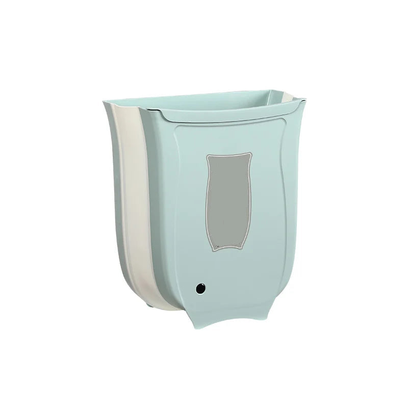 Wall Mounted Foldable Trash Bin Kitchen Cabinet Hanging Waste Bin – Green