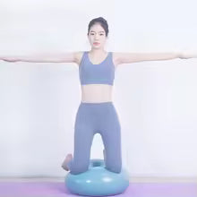 Donut Yoga Ball PVC Inflatable Balance Trainer 50cm with Pump for Core Stability Training - Blue