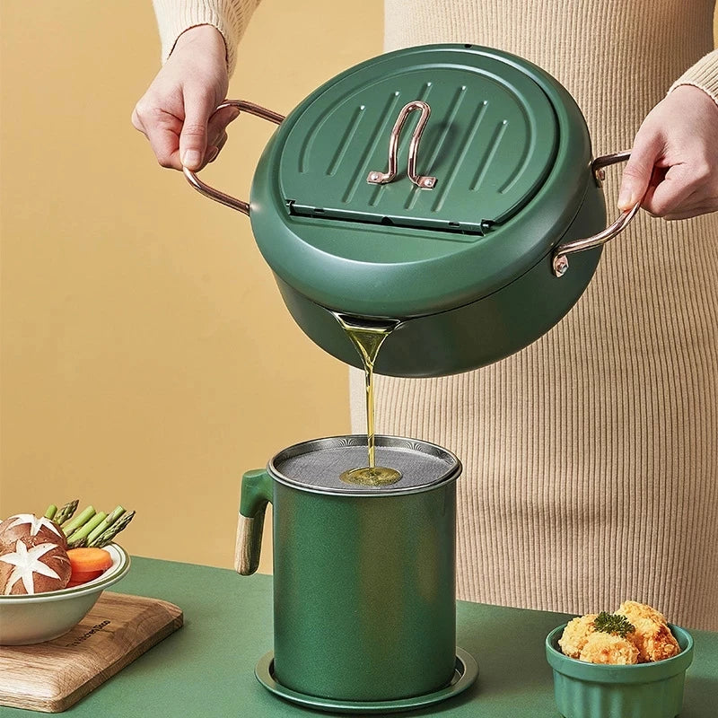 24CM 304 Stainless Steel Deep Frying Pot – Temperature Control Fryer – Gas & Induction Compatible