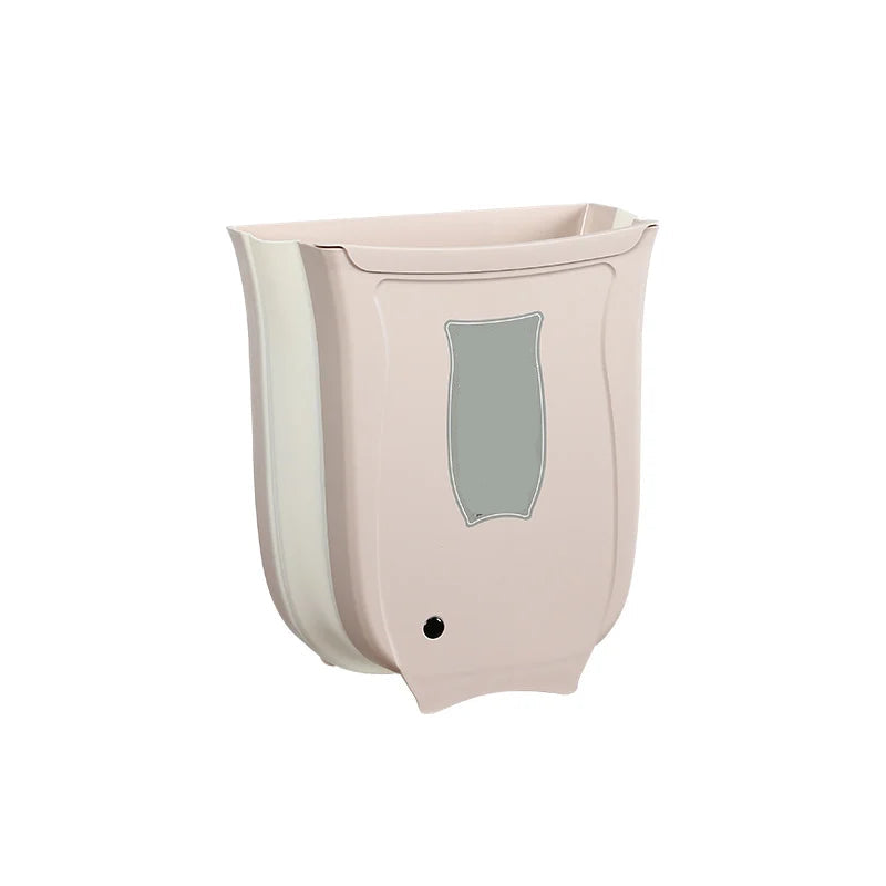 Wall Mounted Foldable Trash Bin Kitchen Cabinet Hanging Waste Bin – Pink