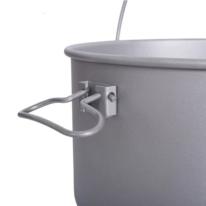 Titanium Camping Pot 1.3L Portable Hanging Cookware Ultralight Outdoor Cooking Pot