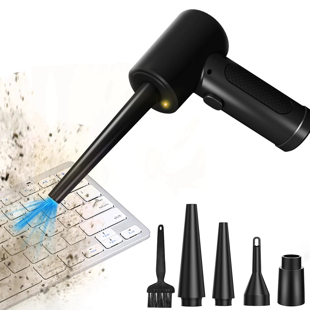 Cordless Air Duster Electric Blower 51000RPM Wireless Dust Cleaning Tool with Nozzles Black