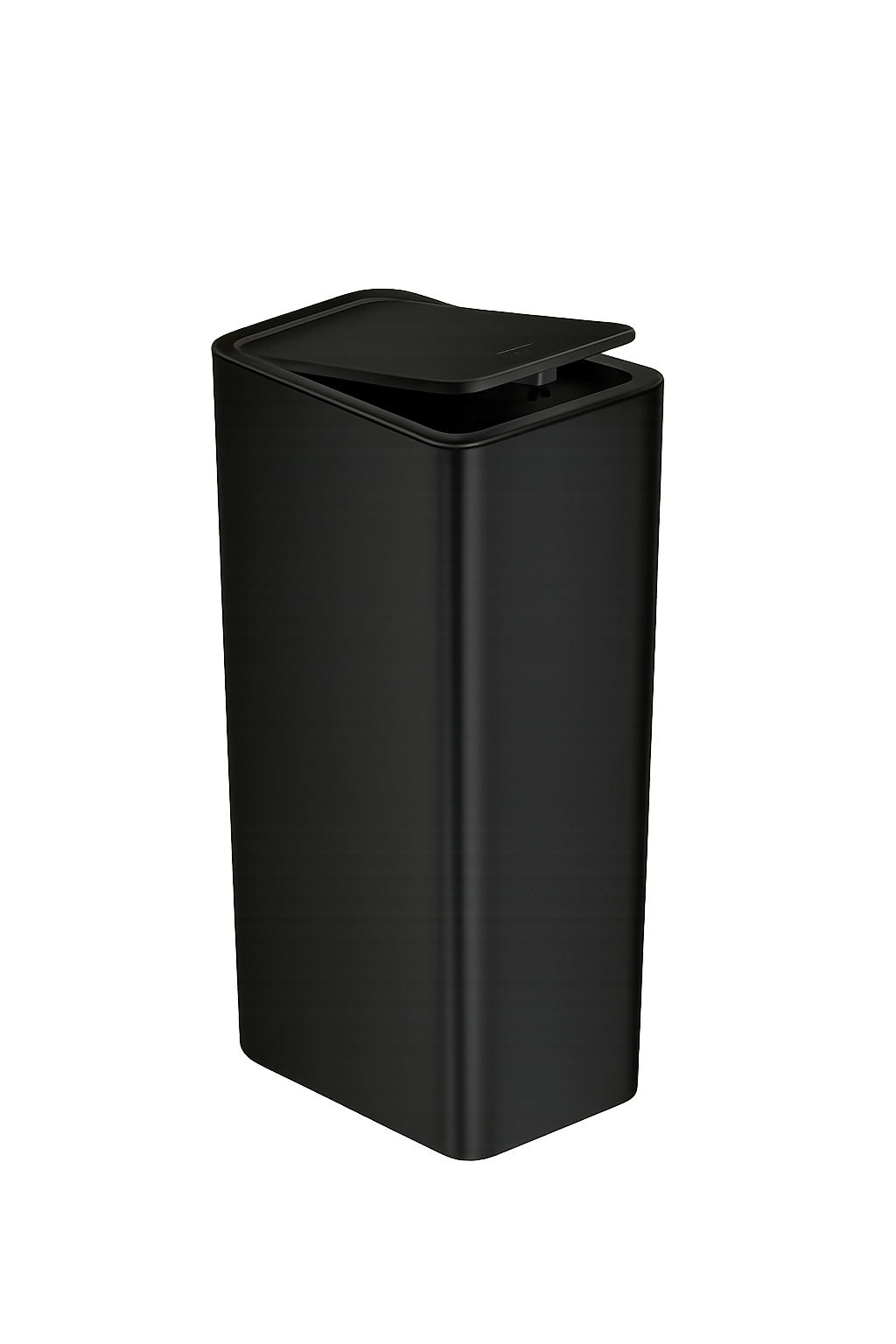 Trash Can 10L Press Top Lid Slim Rectangular Plastic Waste Bin Bathroom Bedroom - Black