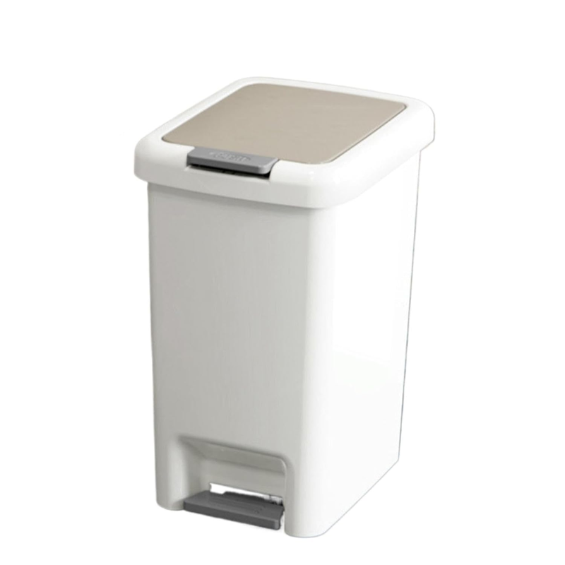 Foot Pedal Trash Can Double Opening Lid Rectangular Plastic Bin for Bathroom Kitchen 10L