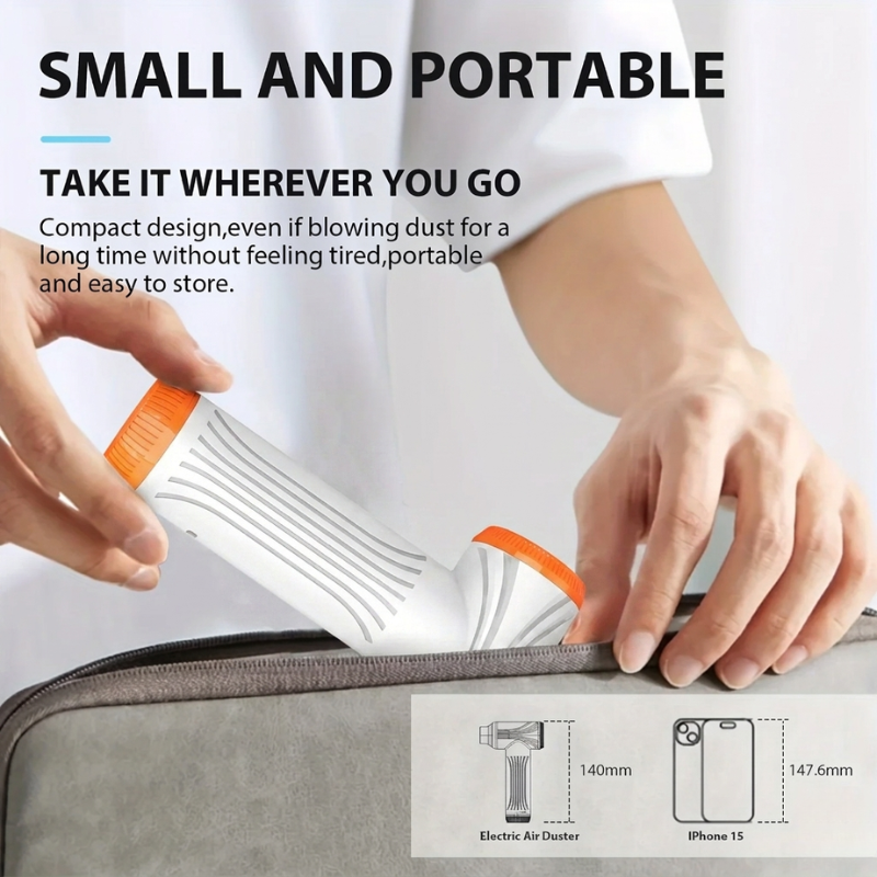 Wireless Air Duster 130000RPM Electric Blower Rechargeable Keyboard PC Cleaner White