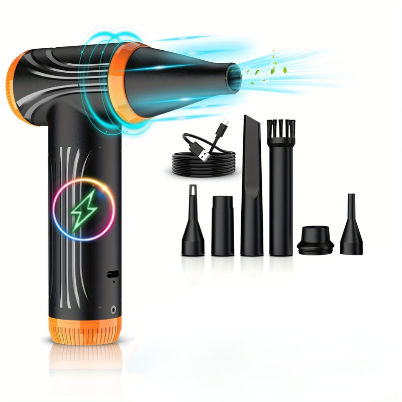 Wireless Air Duster 130000RPM Electric Blower Rechargeable Keyboard PC Cleaner Black
