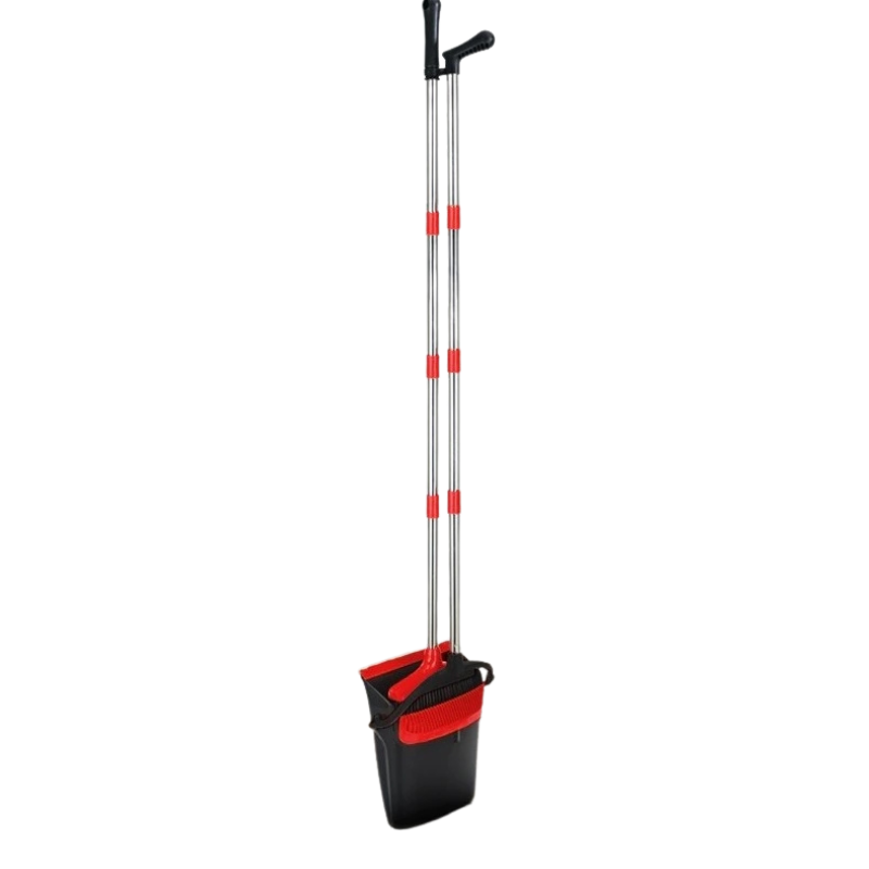 Broom and Dustpan Set Long Handle Upright Cleaning Combo Indoor Outdoor Use Red