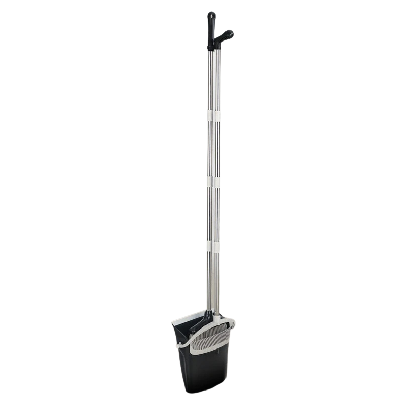 Broom and Dustpan Set Long Handle Upright Cleaning Combo Indoor Outdoor Use White