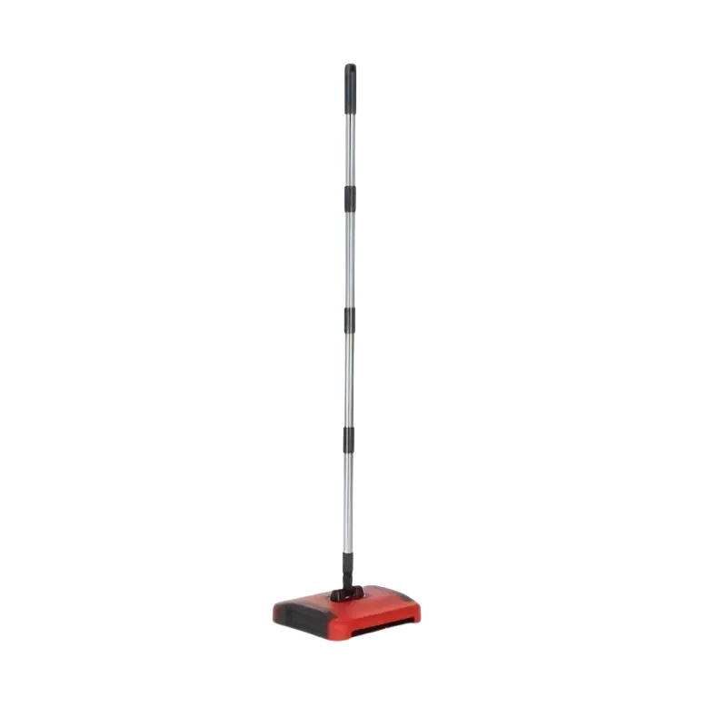 Carpet Sweeper Manual Hand Push Broom Cleaner for Rugs Dust Hair Pickup Red
