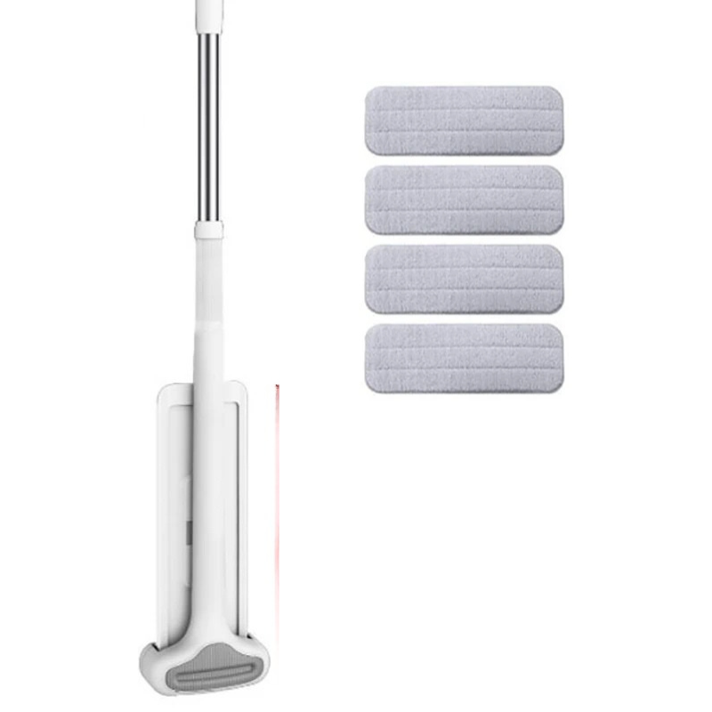 Self Cleaning Squeeze Mop Flat Microfiber Spin Mop with 360 Rotation - 32cm 4 Cloth
