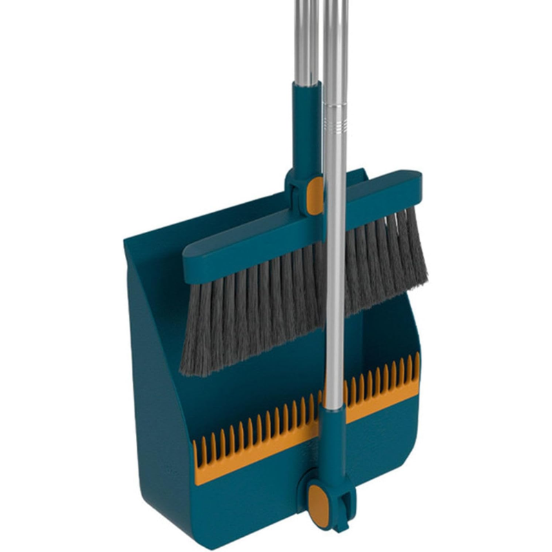 Broom and Dustpan Set 2 in 1 Long Handle Floor Cleaning Combo - Blue