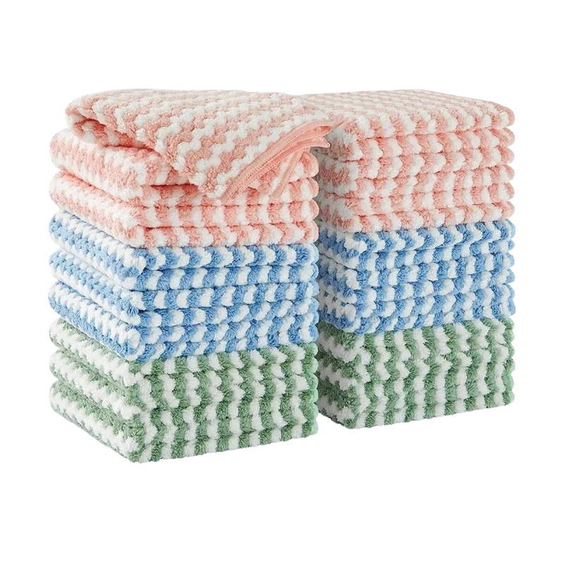 Microfiber Coral Fleece Cleaning Cloths 20x20cm Super Absorbent - Random Color 20 Pcs