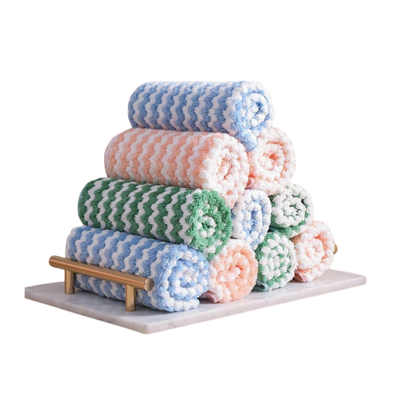 Microfiber Coral Fleece Cleaning Cloths 20x20cm Super Absorbent - Random Color 50 Pcs