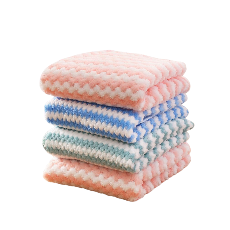 Microfiber Coral Fleece Cleaning Cloths 20x20cm Super Absorbent - Random Color 30 Pcs